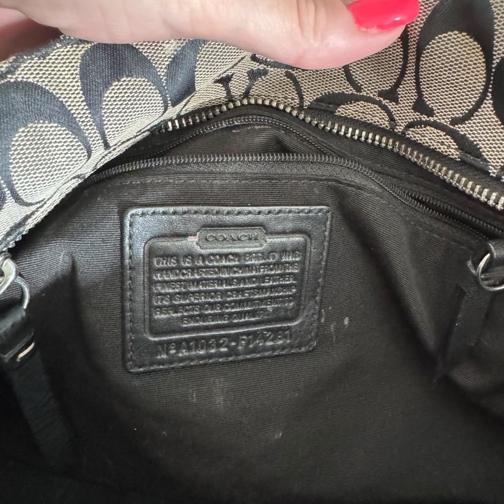 Authentic COACH Pleated East West Gallery Signature Handbag Purse Poppy Style - Picture 9 of 13